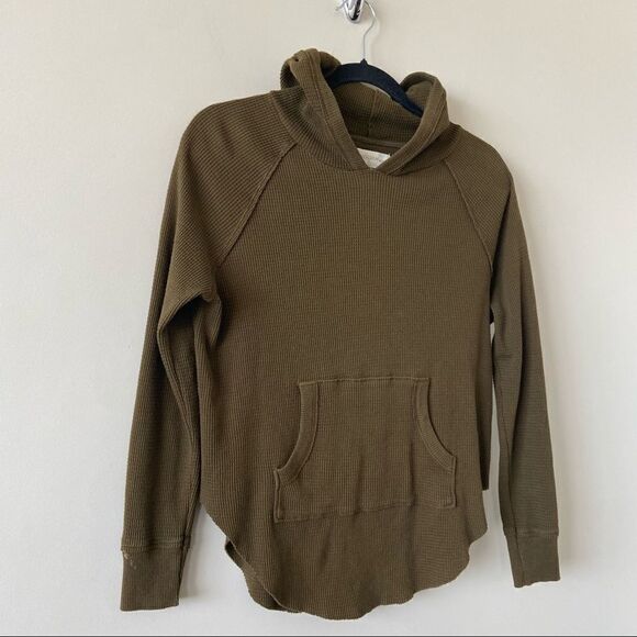 Aritzia-golden TNA Nevado Olive Green Waffle Hooded Thermal (Size:XS) - Picture 2 of 10